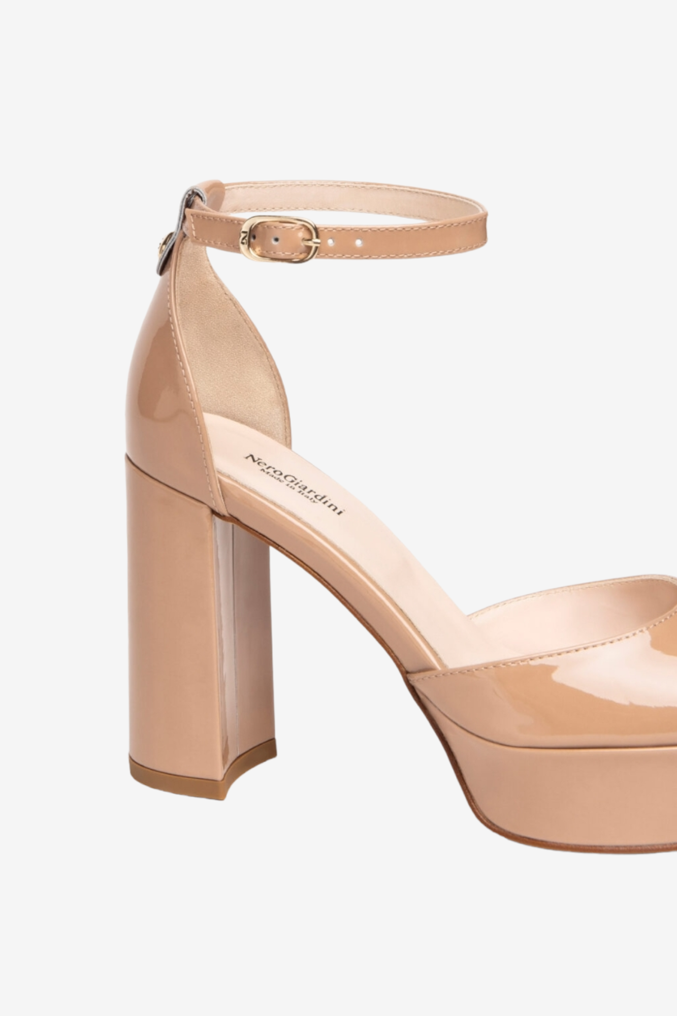 NERO GIARDINI 307060 NUDE PATENT PLATFORM HEEL