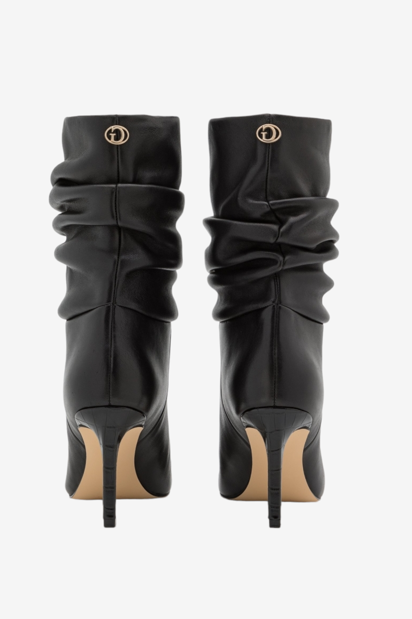 GUESS DABBI BLACK LEATHER RUCHED BOOT