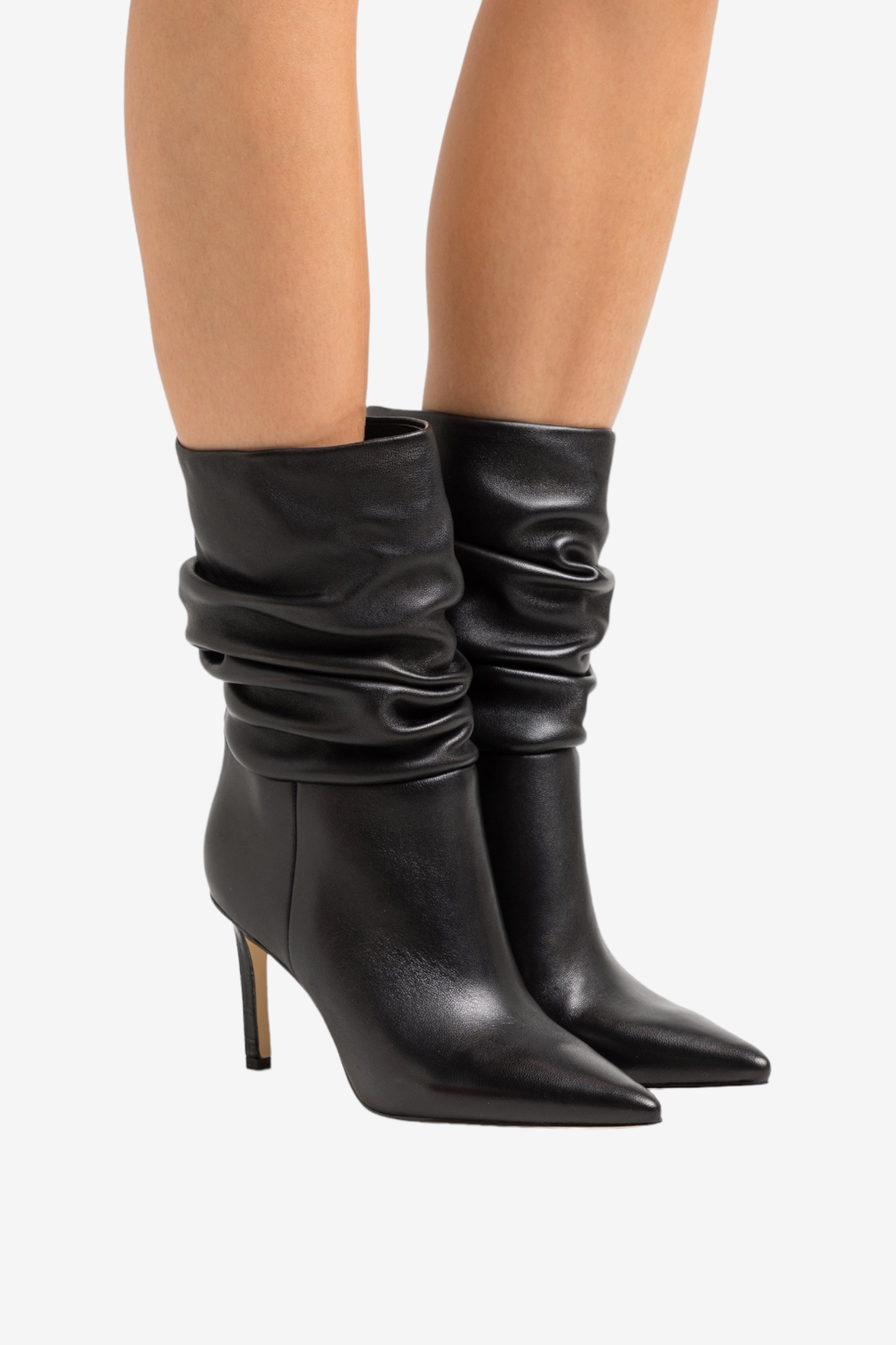 GUESS DABBI BLACK LEATHER RUCHED BOOT
