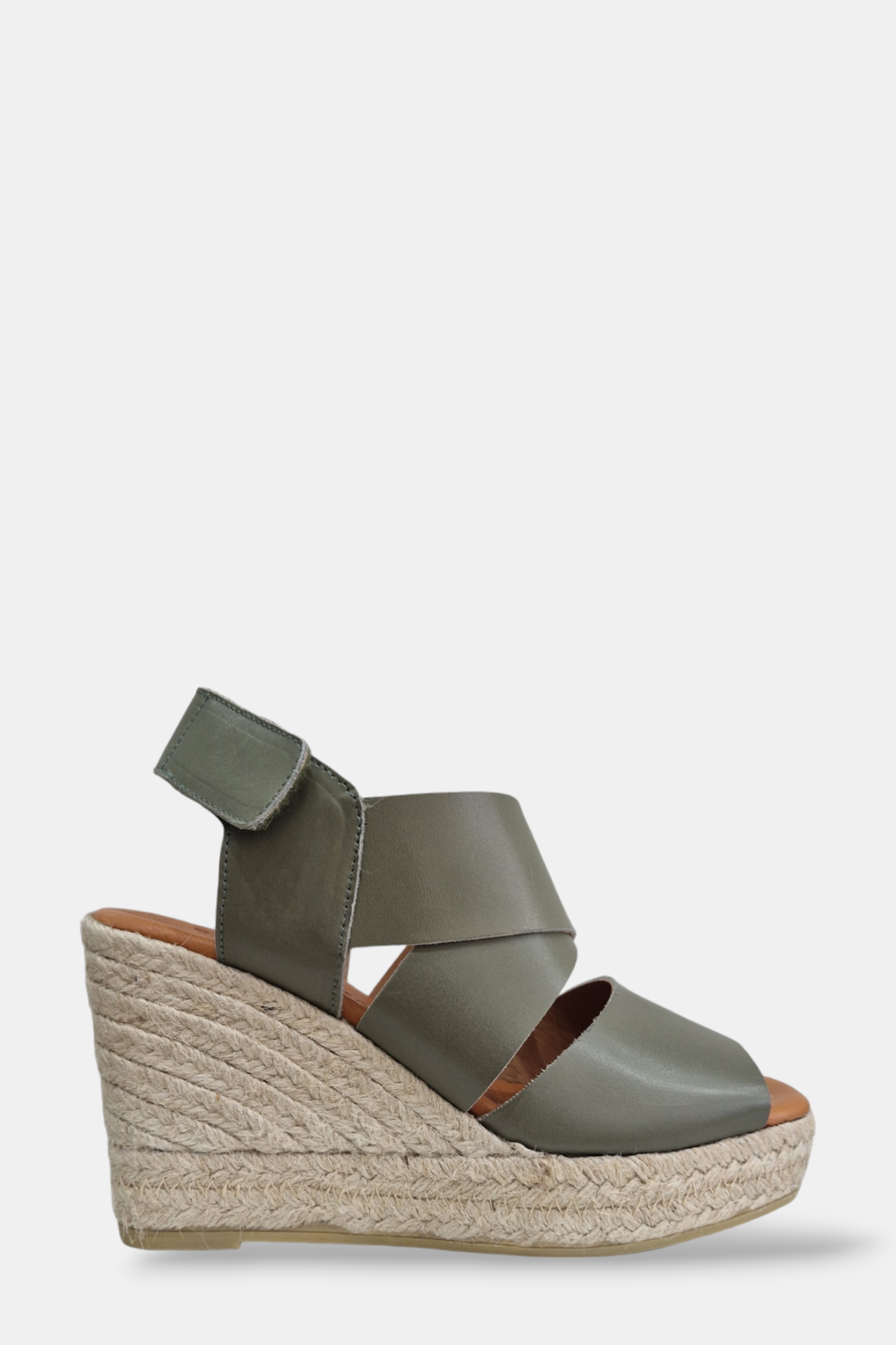 MARIAN KHAKI GREEN ESPADRILLE LEATHER WEDGE
