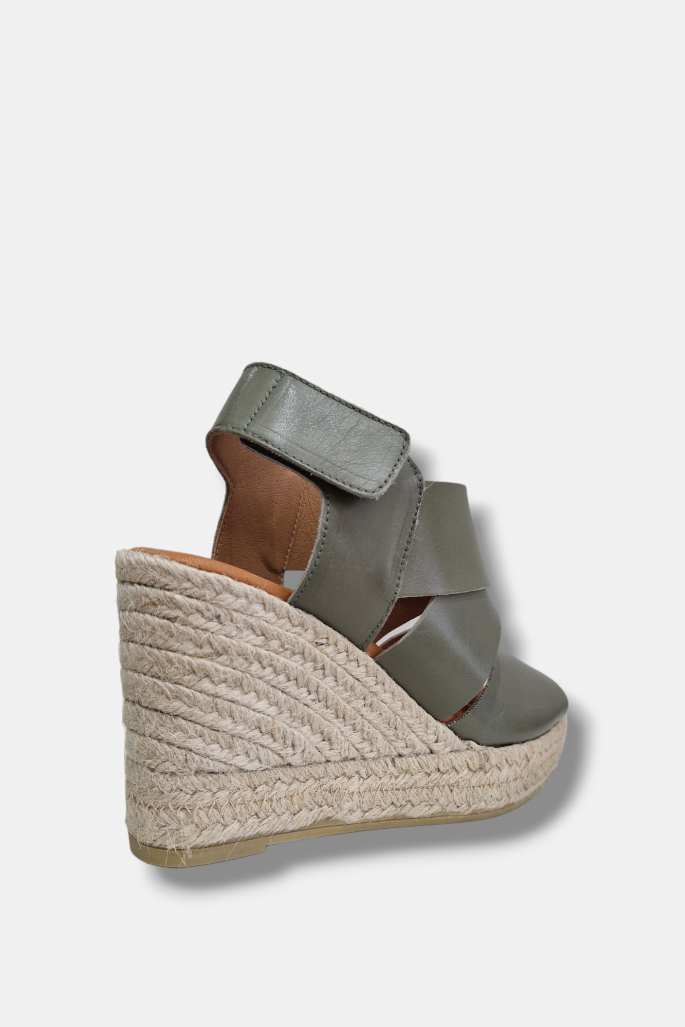 MARIAN KHAKI GREEN ESPADRILLE LEATHER WEDGE