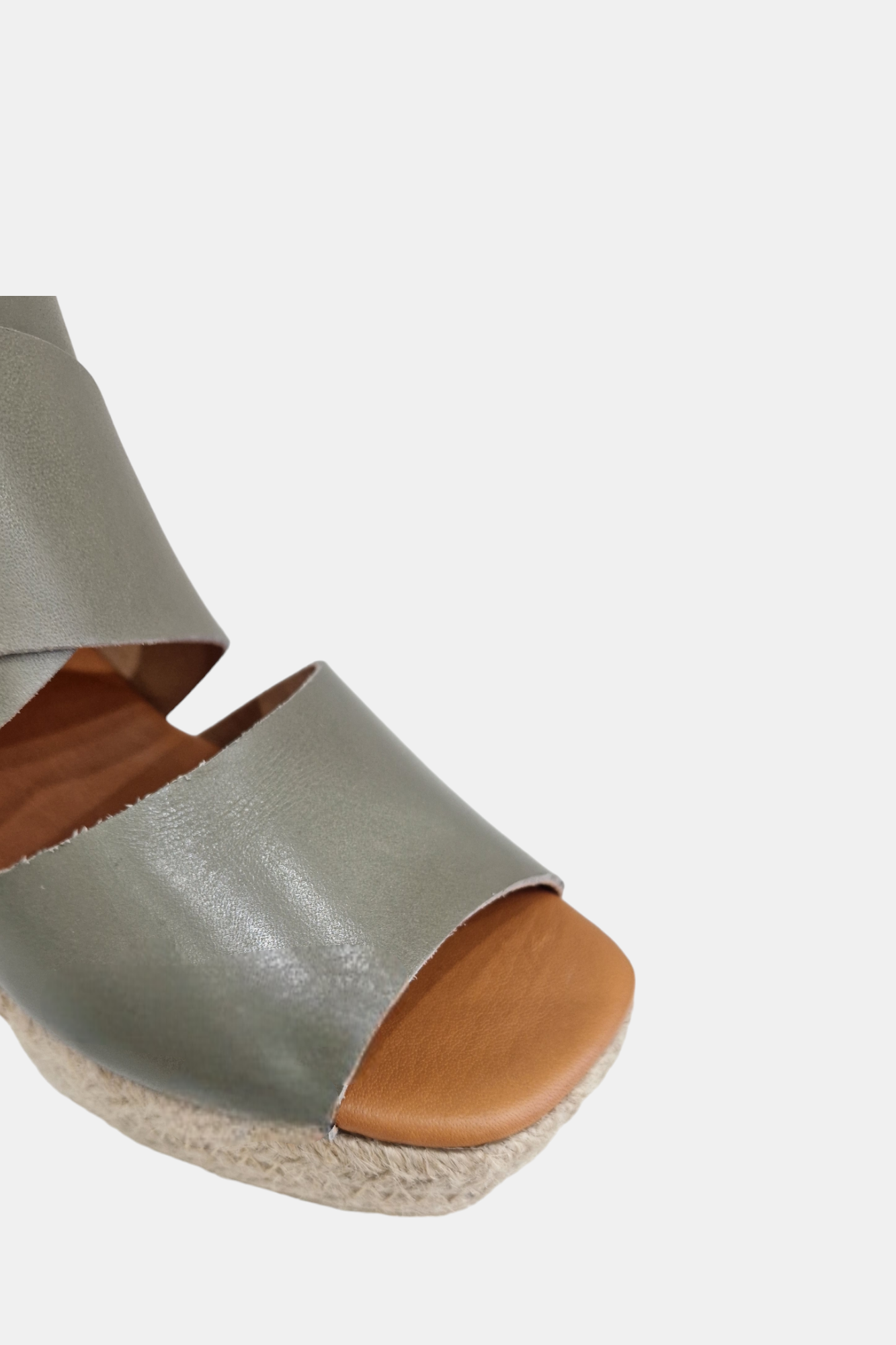 MARIAN KHAKI GREEN ESPADRILLE LEATHER WEDGE