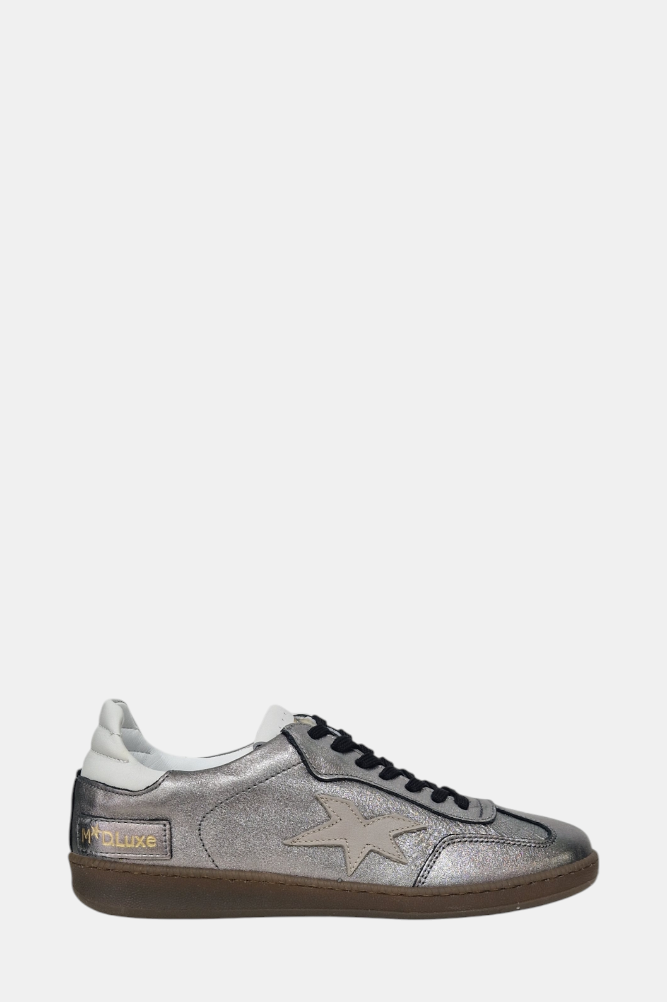 MELINE DONNA PEWTER LEATHER TRAINER