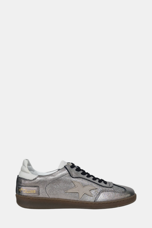 MELINE DONNA PEWTER LEATHER TRAINER