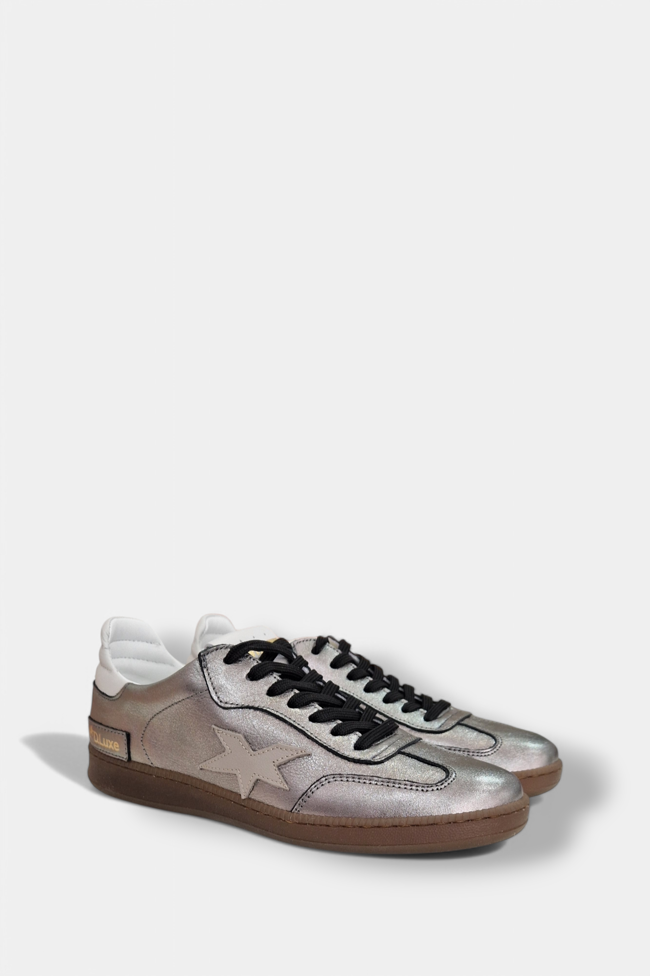 MELINE DONNA PEWTER LEATHER TRAINER
