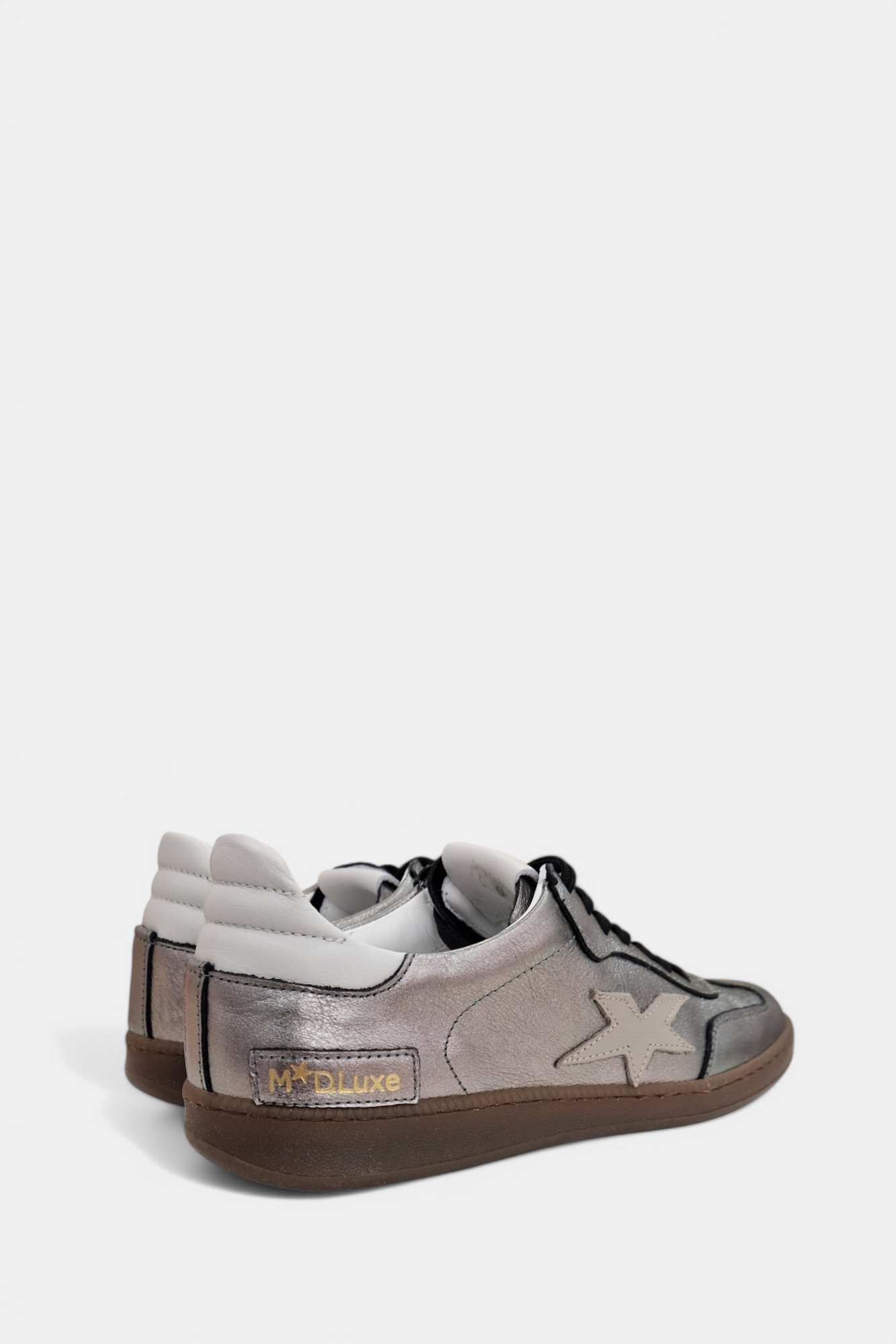 MELINE DONNA PEWTER LEATHER TRAINER