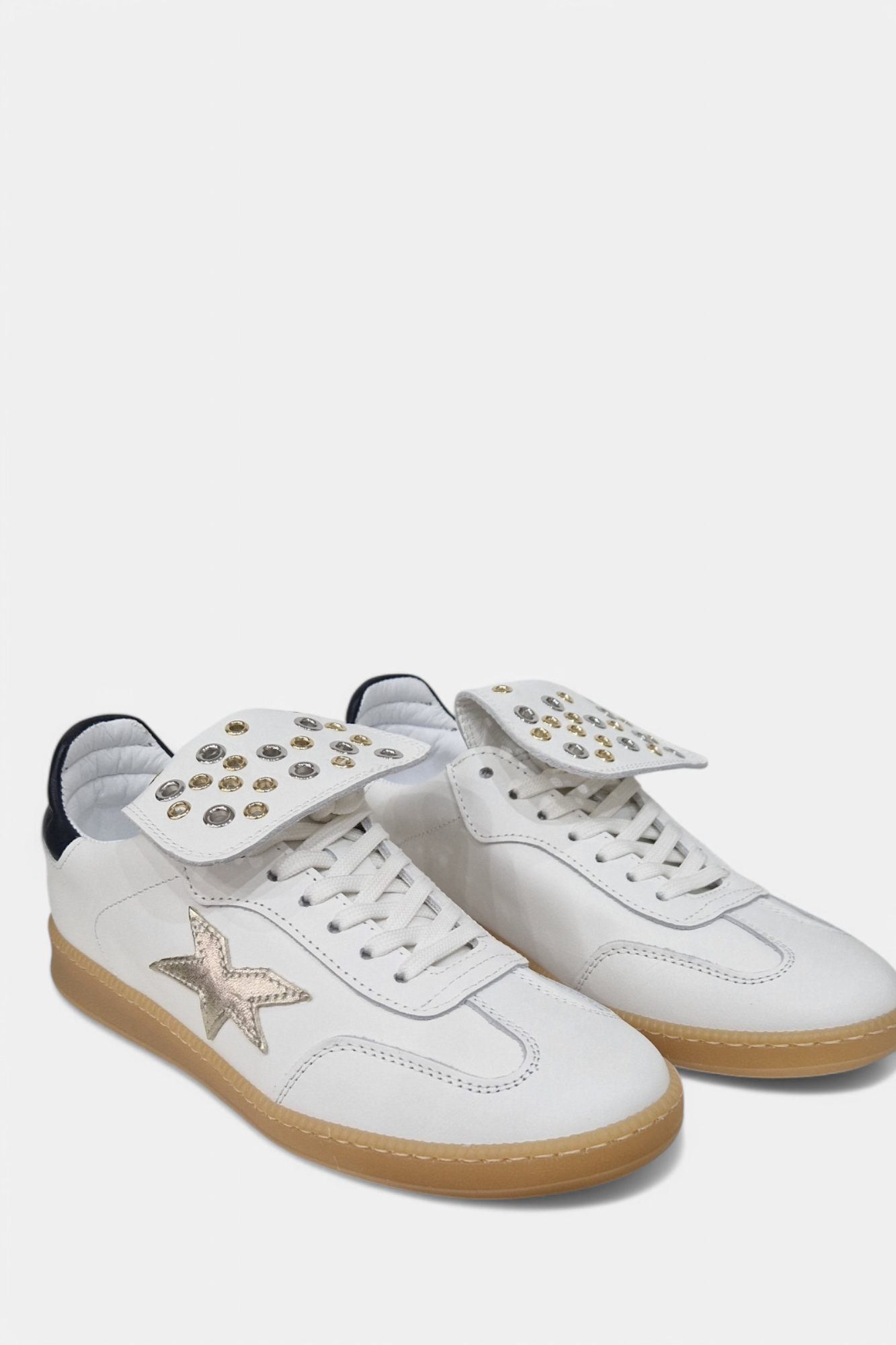 MELINE LATTICE WHITE LEATHER TRAINER