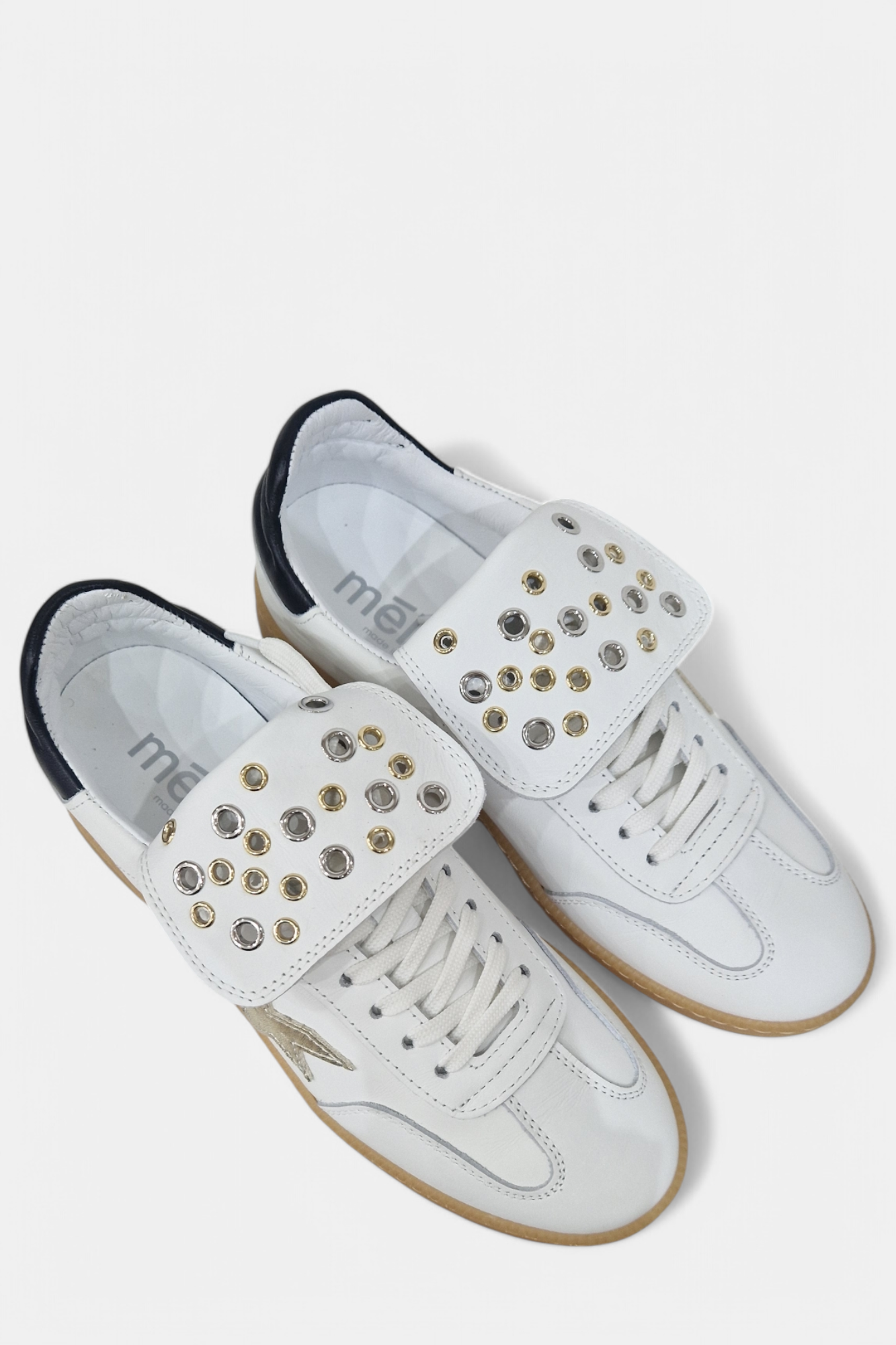 MELINE LATTICE WHITE LEATHER TRAINER