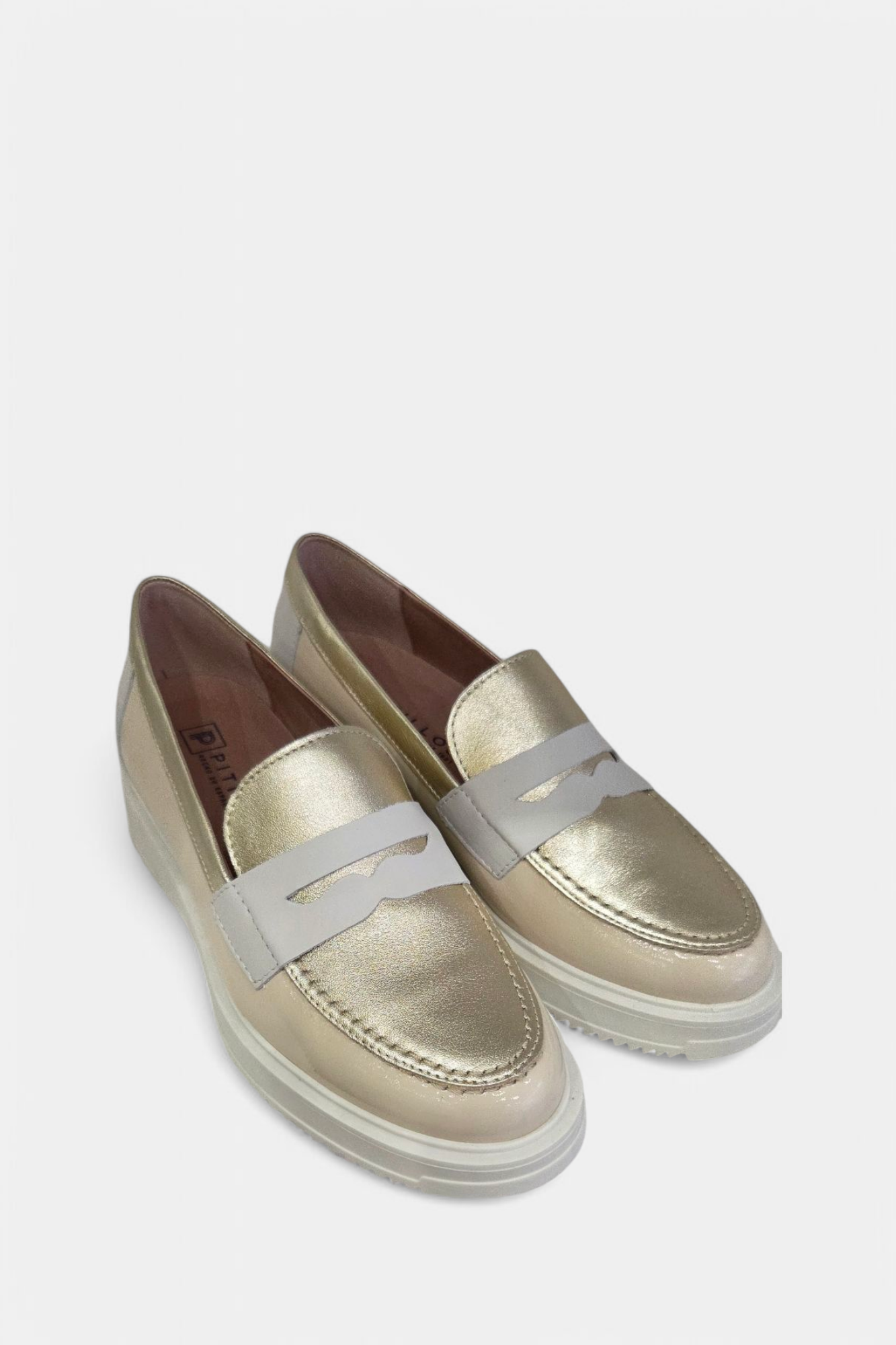 PITILLOS 10384 GOLD/CREAM LEATHER LOAFER