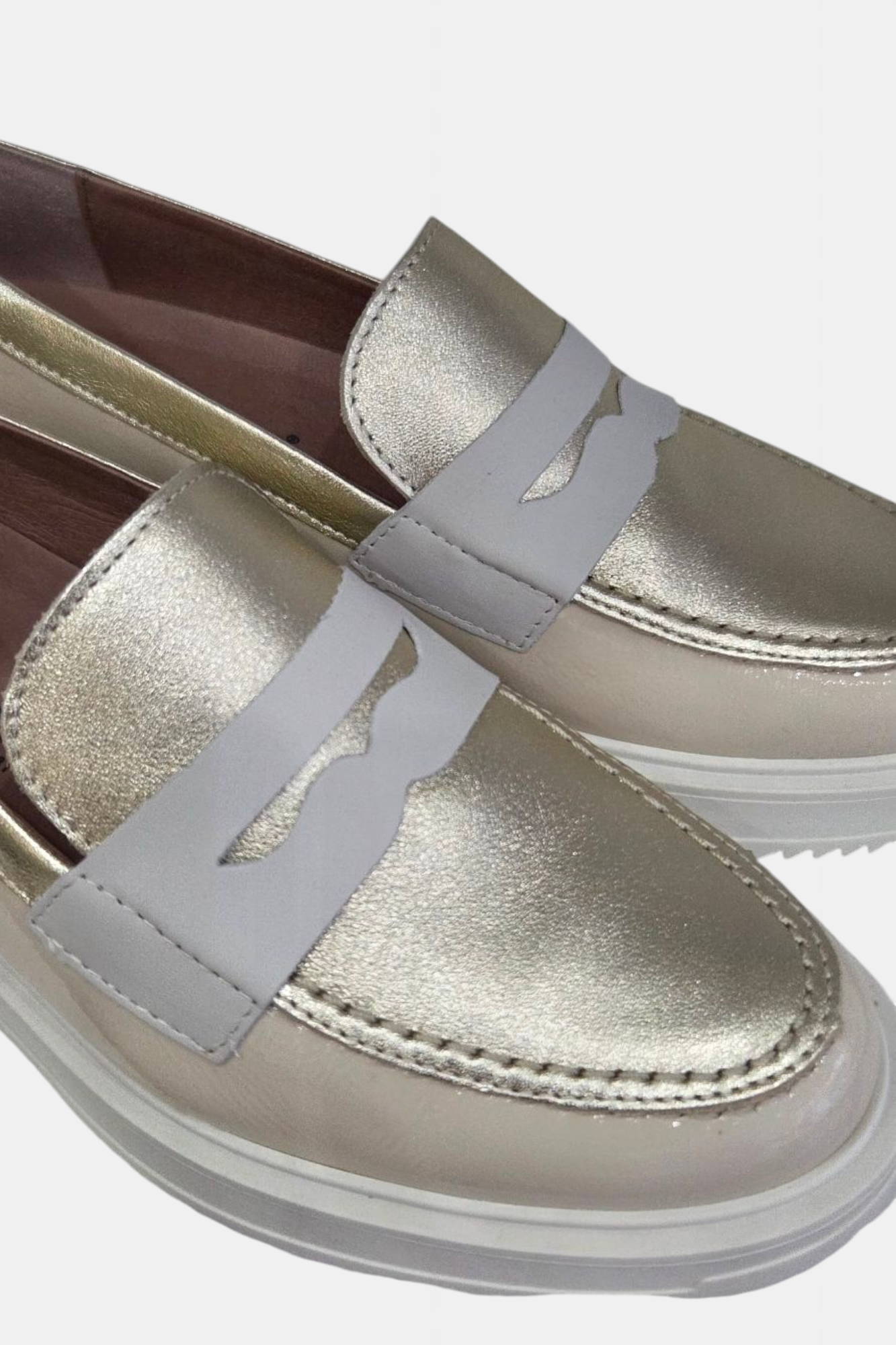 PITILLOS 10384 GOLD/CREAM LEATHER LOAFER