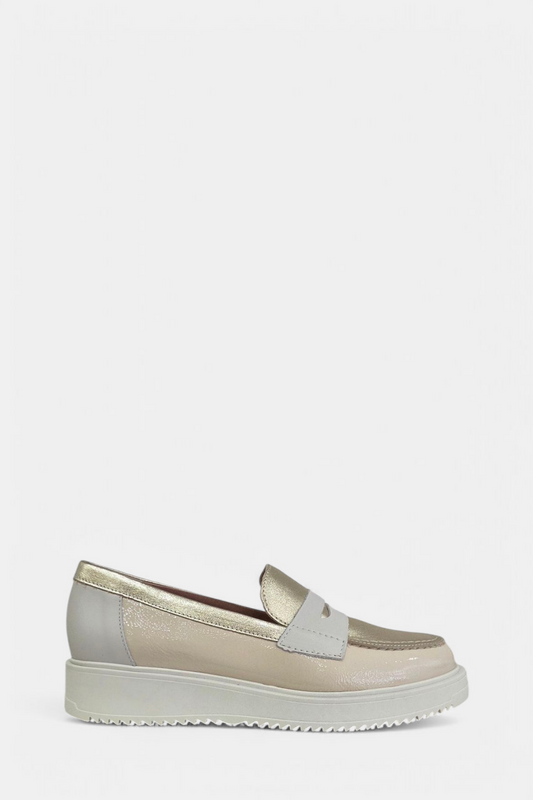 PITILLOS 10384 GOLD/CREAM LEATHER LOAFER