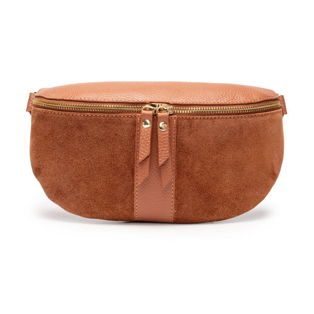ELIE BEAUMONT SUEDE SLING LEATHER TAN BAG