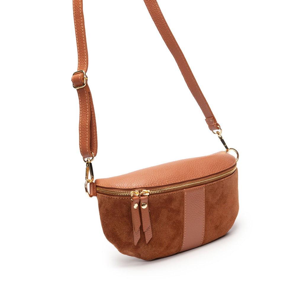 ELIE BEAUMONT SUEDE SLING LEATHER TAN BAG