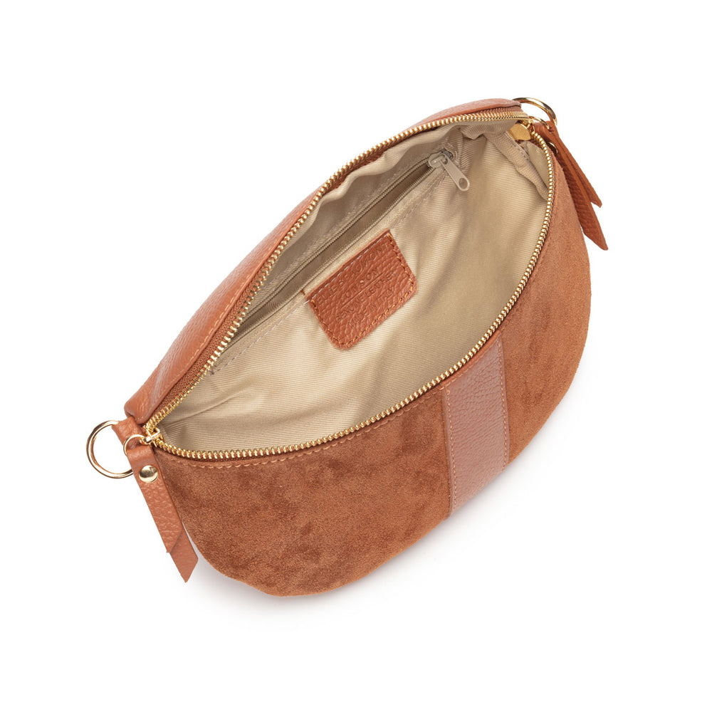 ELIE BEAUMONT SUEDE SLING LEATHER TAN BAG