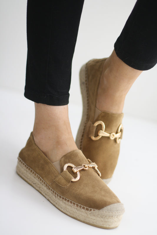 VIGUERA 1654 TAN SUEDE LEATHER ESPADRILLE