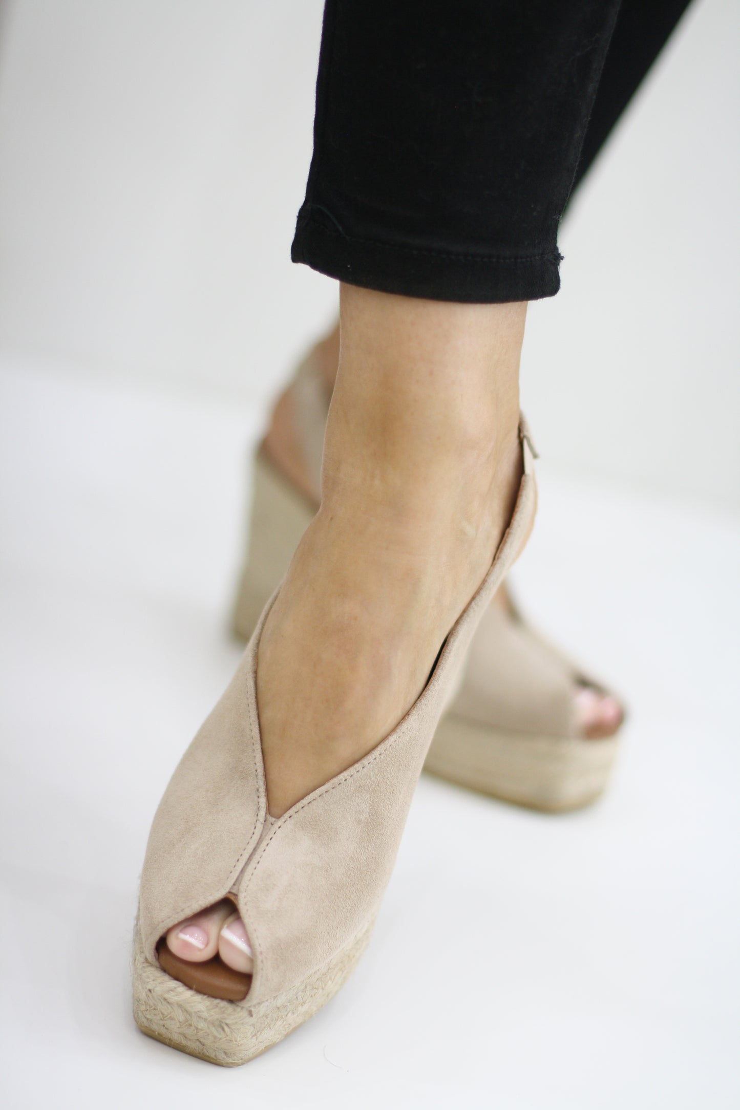 VIGUERA 2128 BEIGE LEATHER SUEDE ESPADRILLE WEDGES