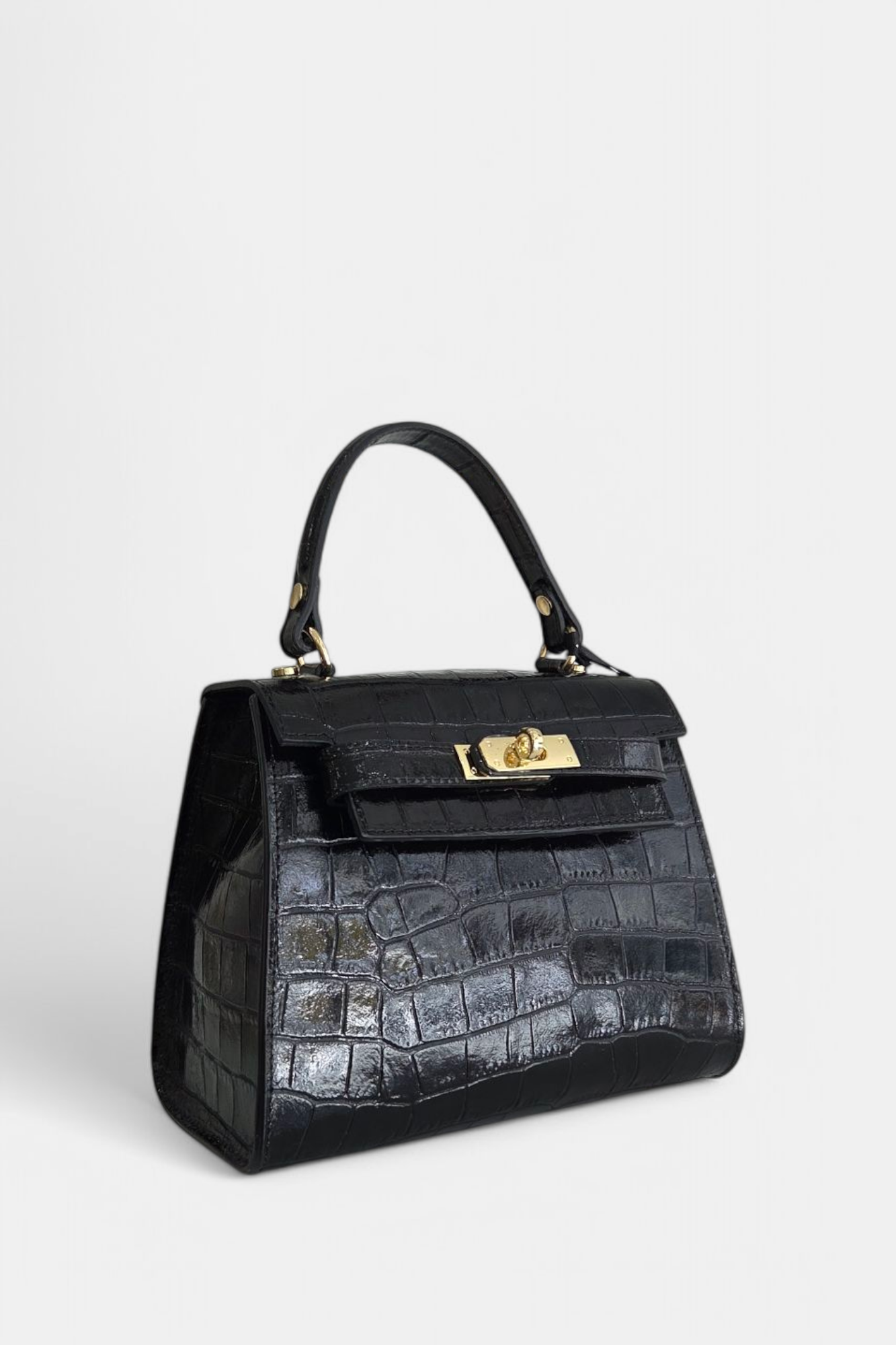 MARLON CEANA BLACK CROC LEATHER BAG