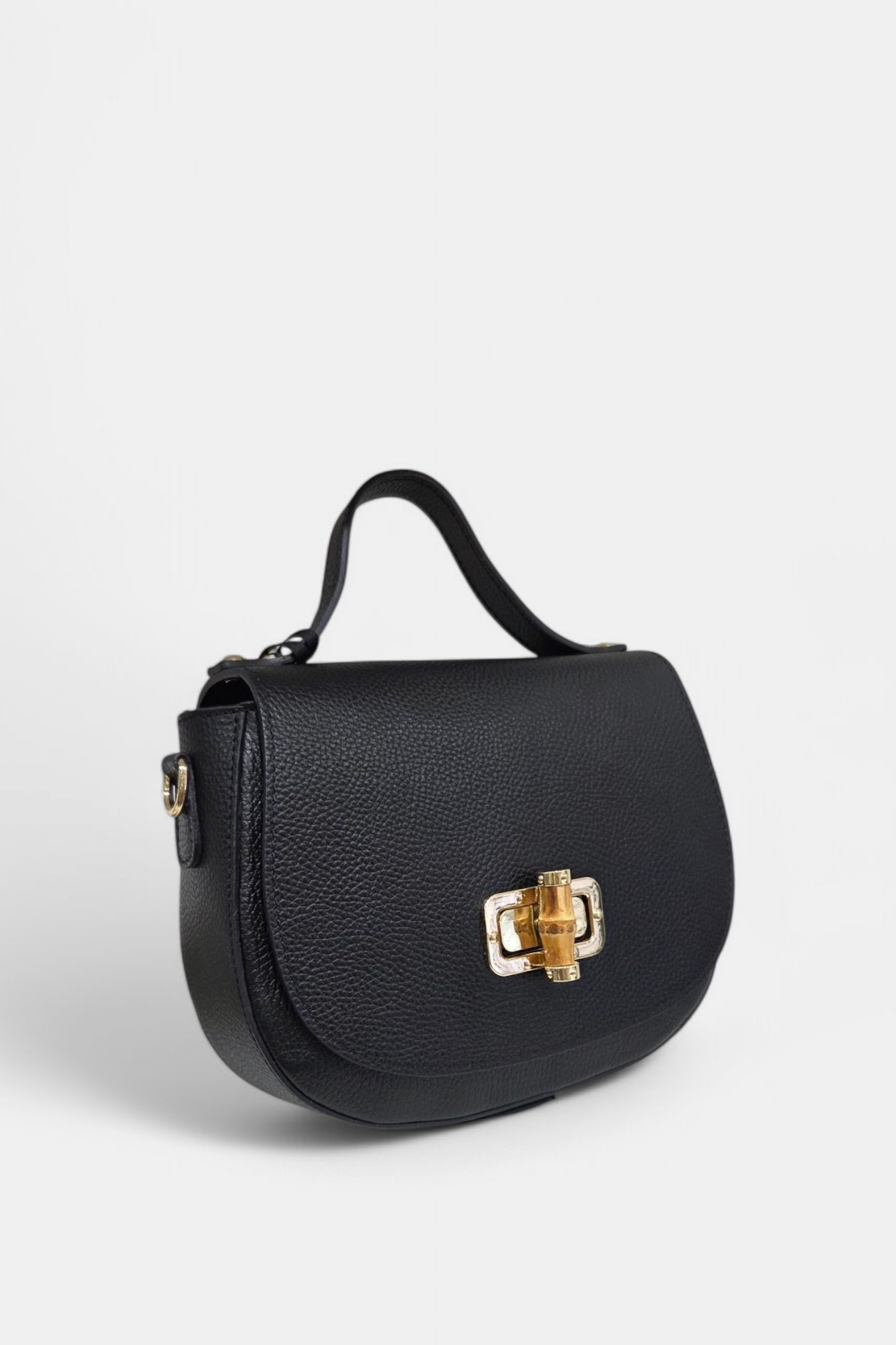 MARLON CALYRA BAMBOO BLACK LEATHER BAG