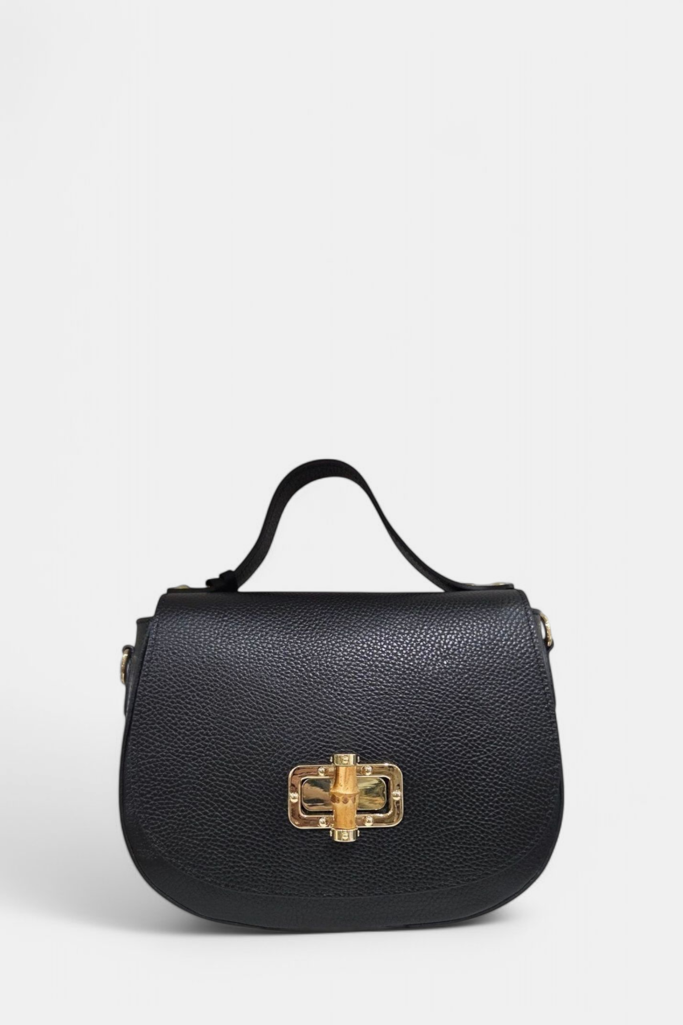 MARLON CALYRA BAMBOO BLACK LEATHER BAG