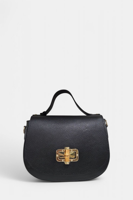 MARLON CALYRA BAMBOO BLACK LEATHER BAG