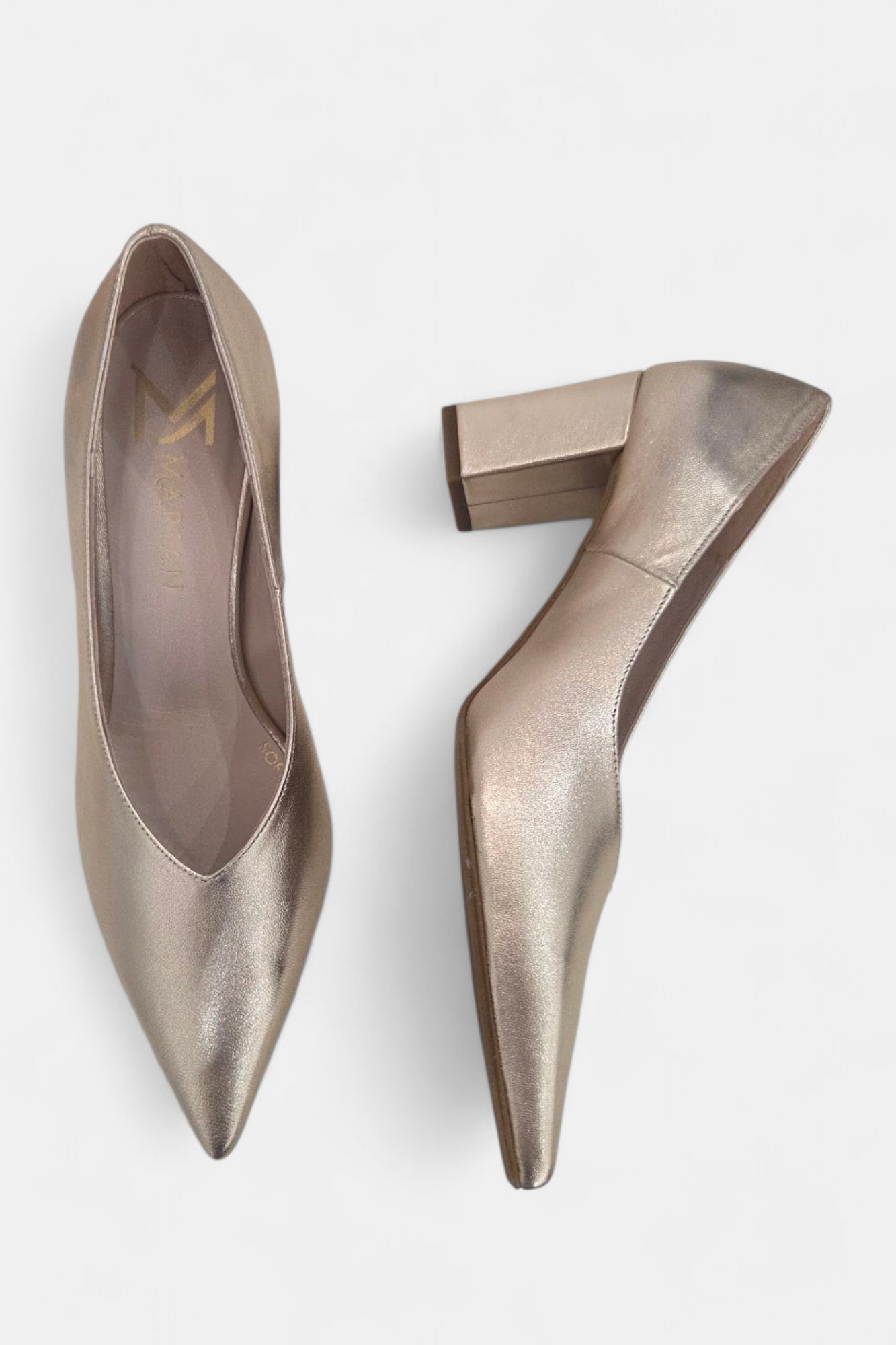 MARIAN 2305 GOLD LEATHER BLOCK HEEL