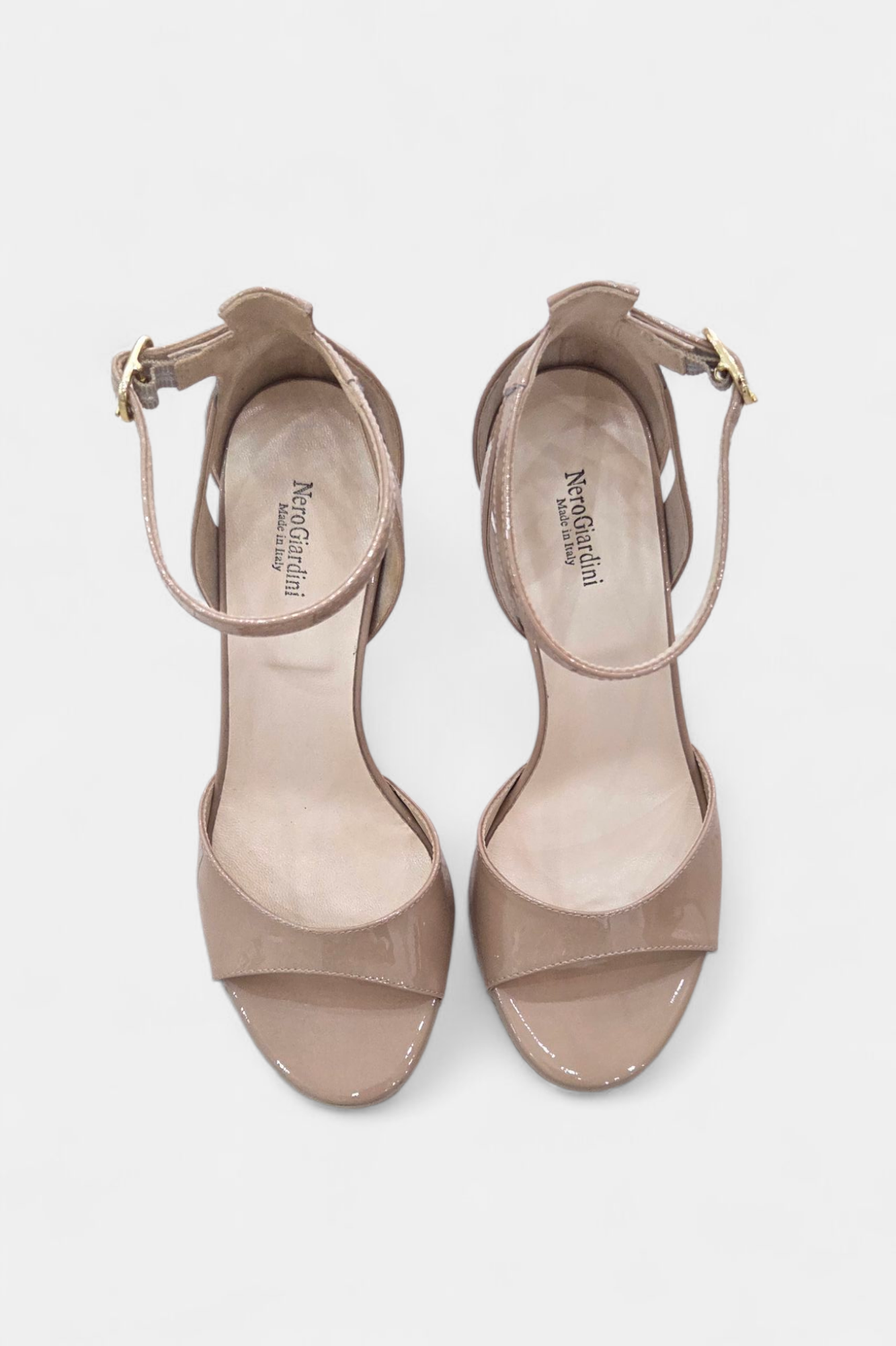 NERO GIARDINI 307262 NUDE PATENT LEATHER HEEL