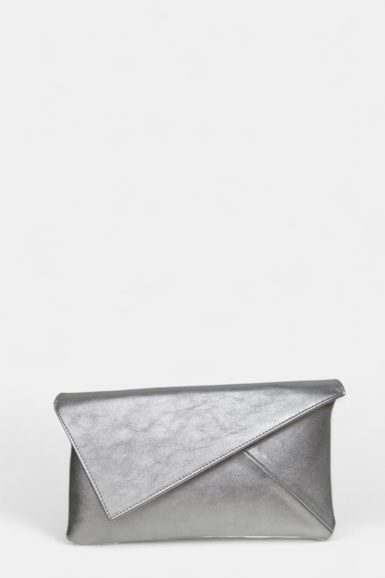 MARIAN SILVER LEATHER CLUTCH BAG