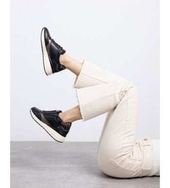 CARMELA SHOES 162442 BLACK WEDGE LEATHER TRAINER