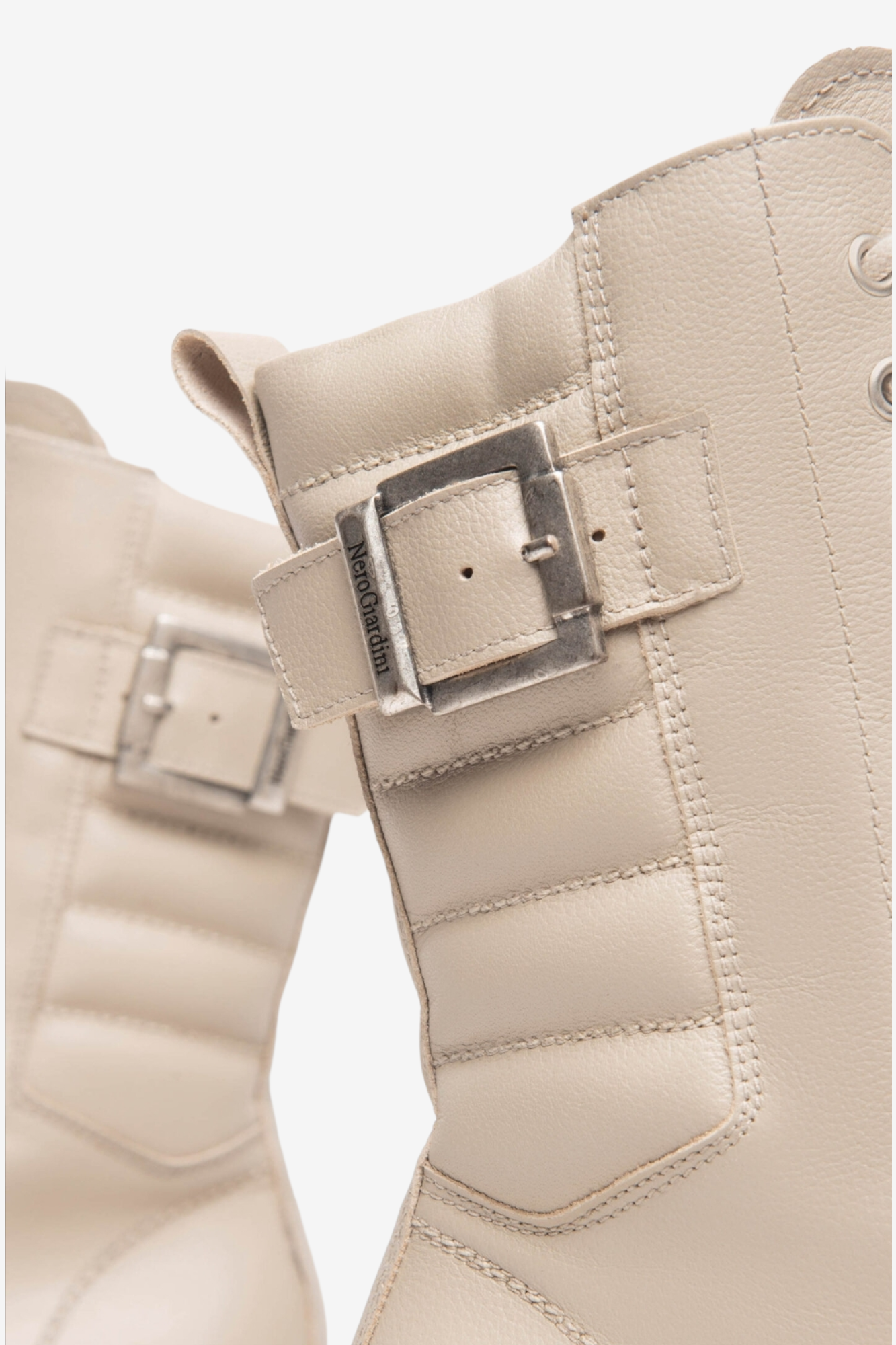 NERO GIARDINI 309101 CREAM LEATHER BIKER BOOT