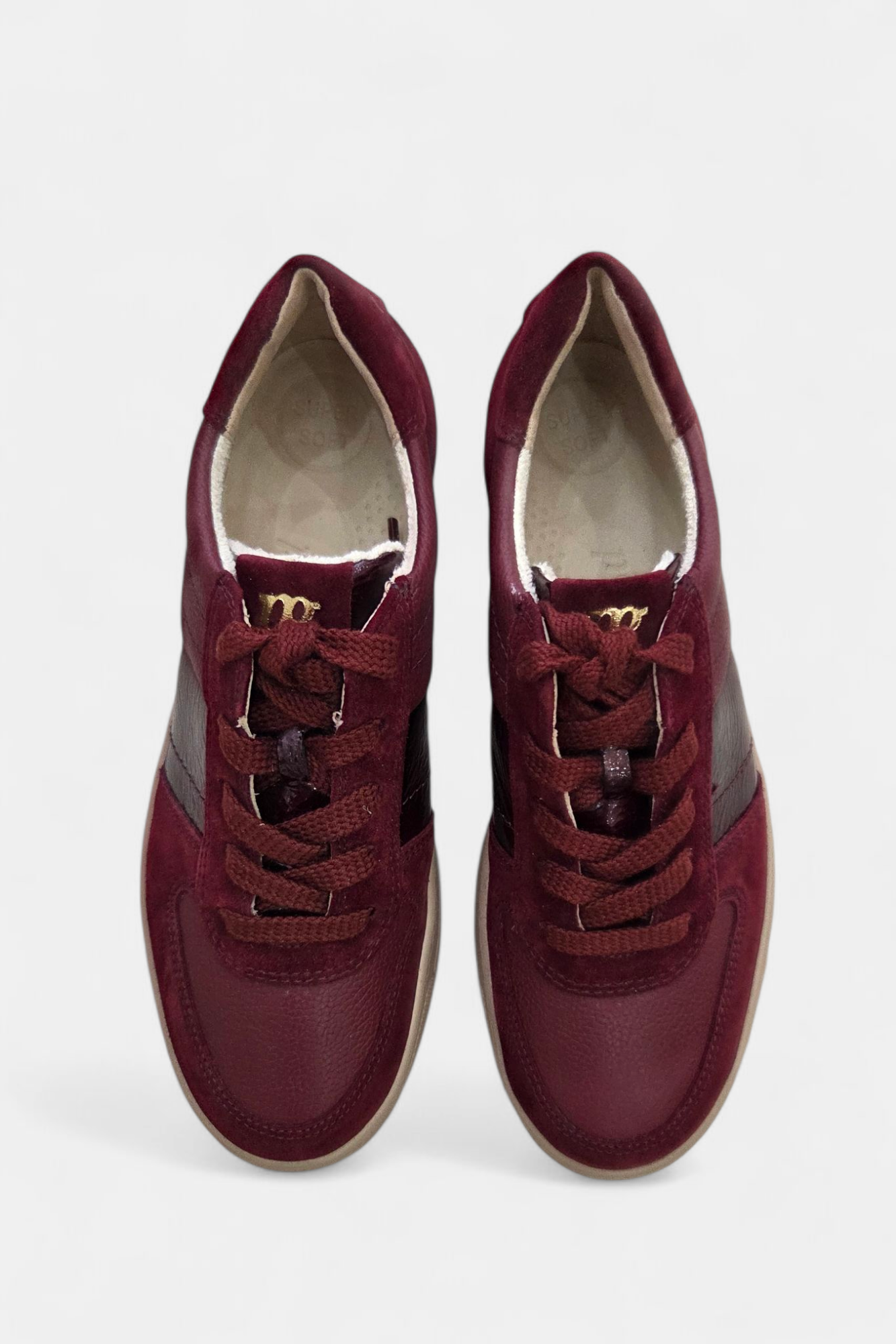 PAUL GREEN 5230 BURGUNDY LEATHER SUEDE TRAINERS