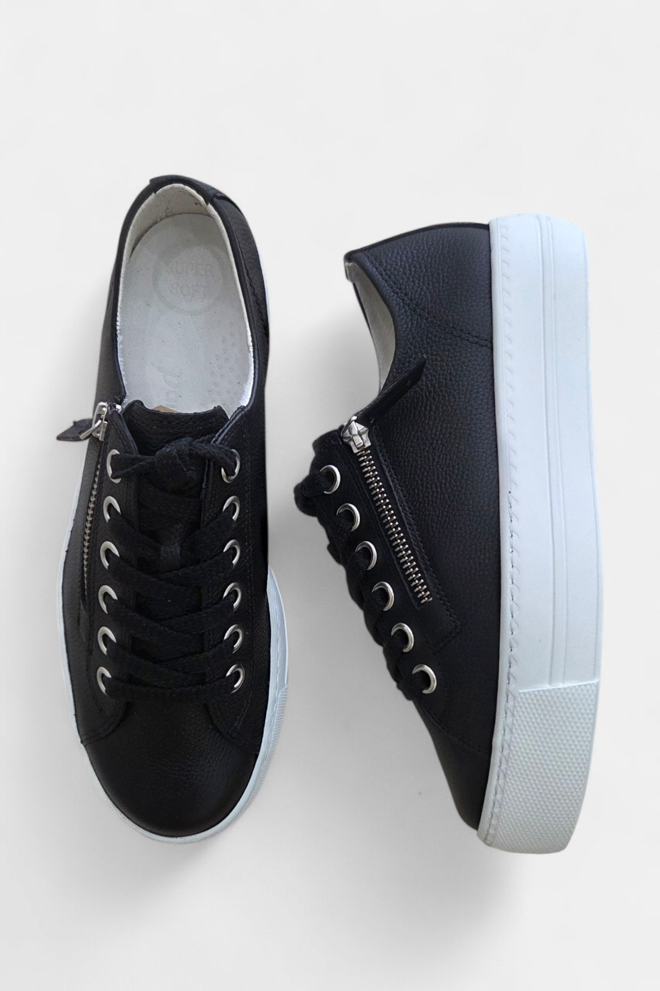 PAUL GREEN 5006 BLACK LEATHER TRAINERS