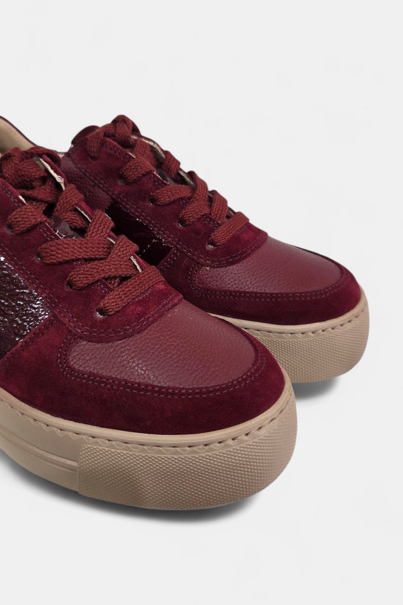 PAUL GREEN 5230 BURGUNDY LEATHER SUEDE TRAINERS