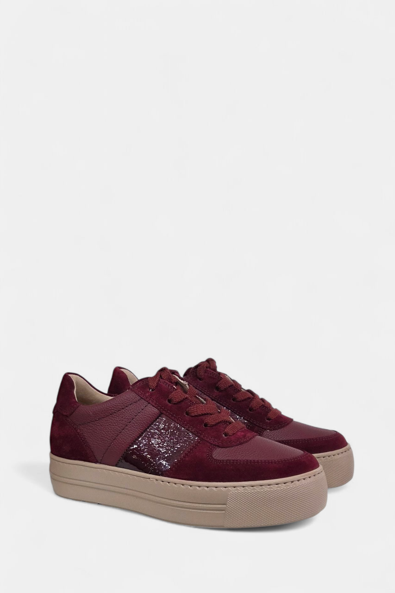 PAUL GREEN 5230 BURGUNDY LEATHER SUEDE TRAINERS