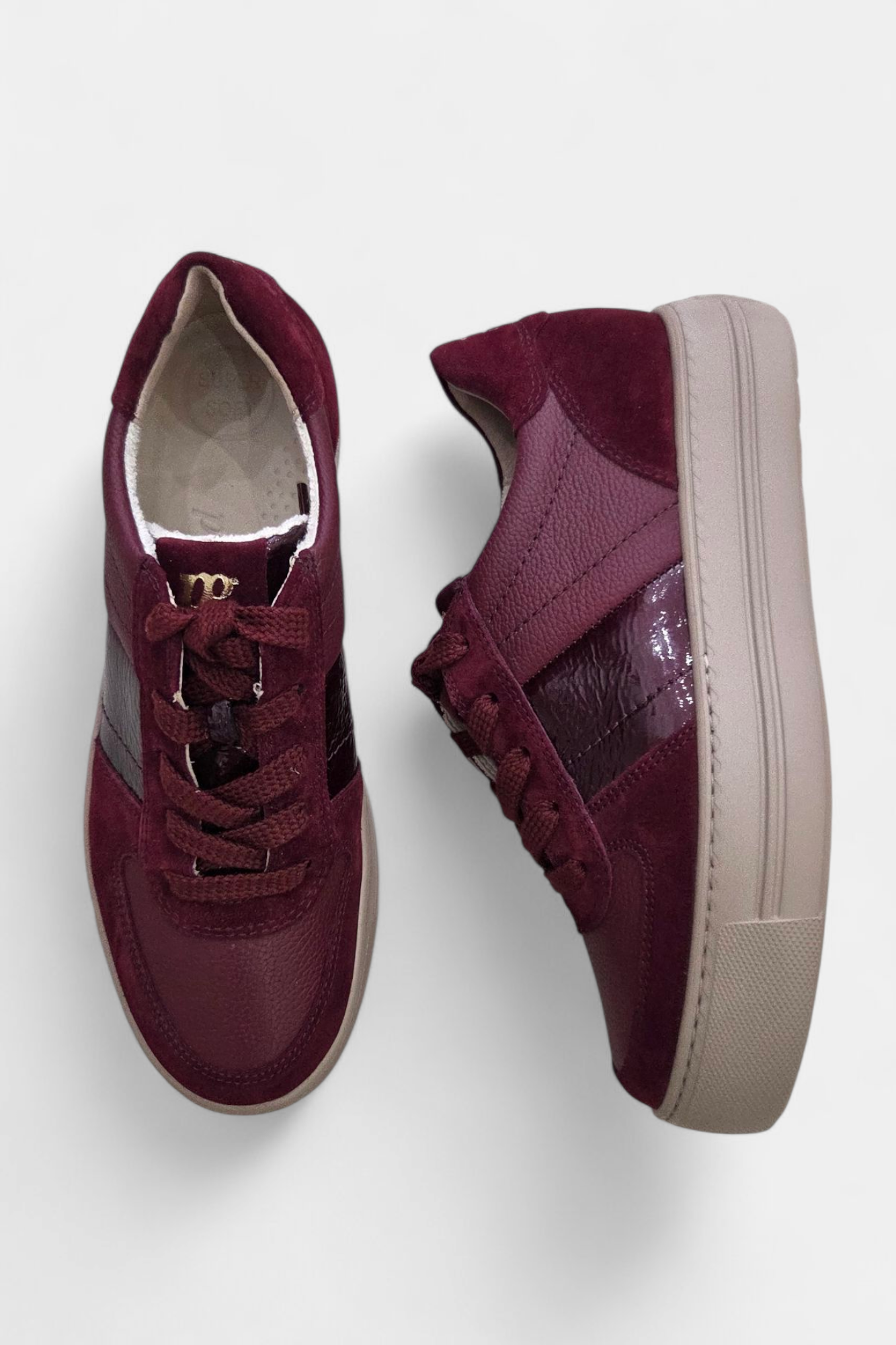 PAUL GREEN 5230 BURGUNDY LEATHER SUEDE TRAINERS