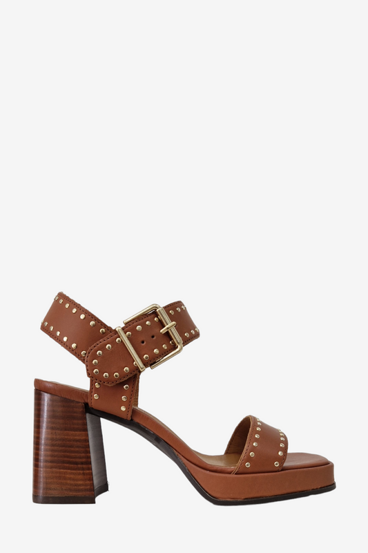 ALPE 5127 TAN LEATHER HEELED SANDAL