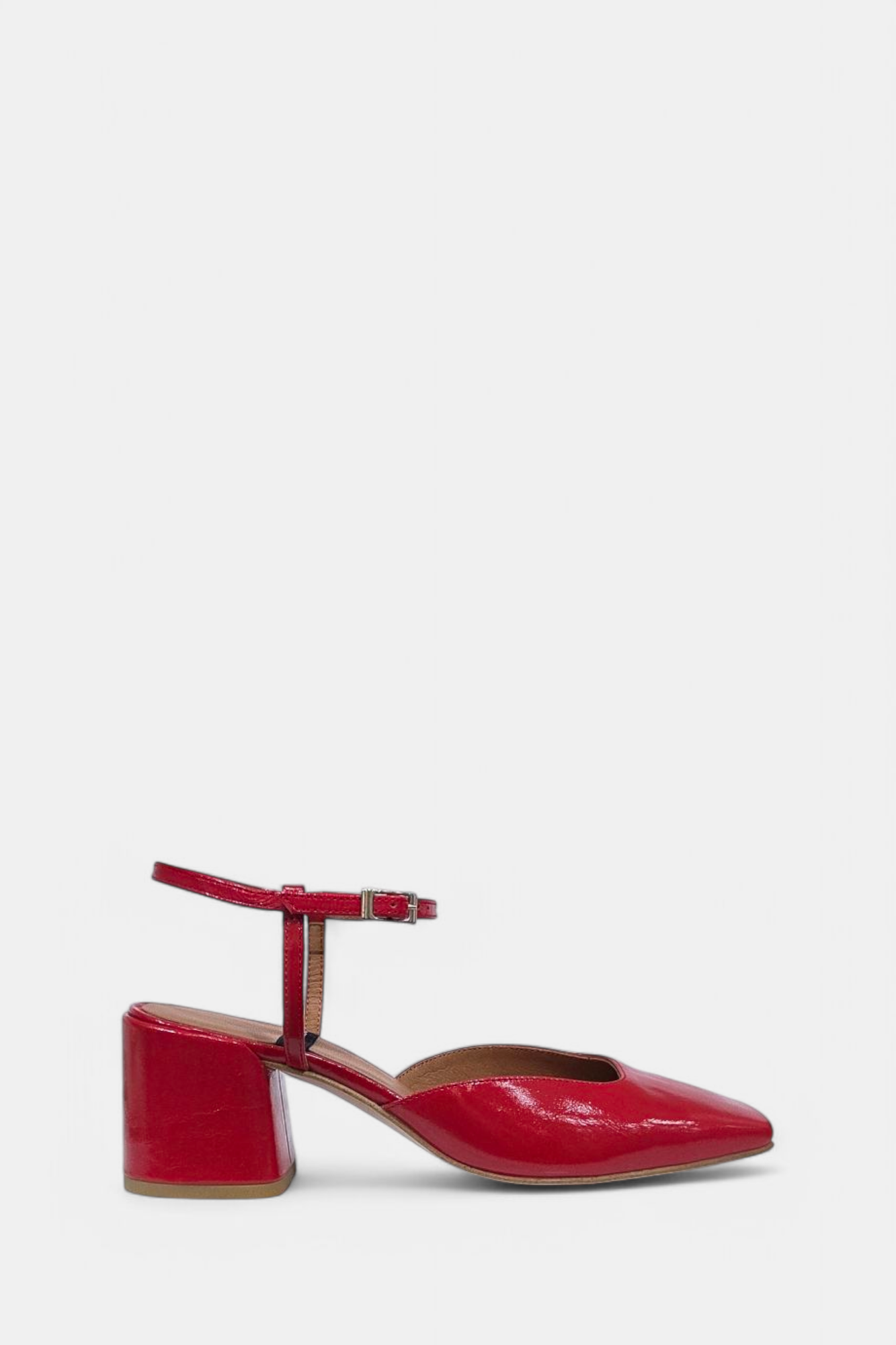 ANGEL ALARCON MARIE RED PATENG LEATHER HEELED PUMP