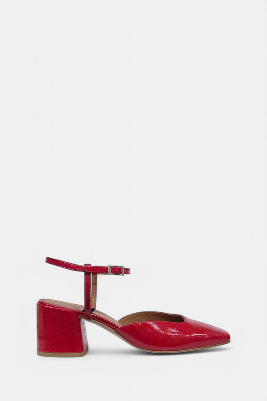 ANGEL ALARCON MARIE RED PATENG LEATHER HEELED PUMP