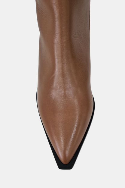 ANGEL ALARCON TAN LEATHER KNEE HIGH BOOTS