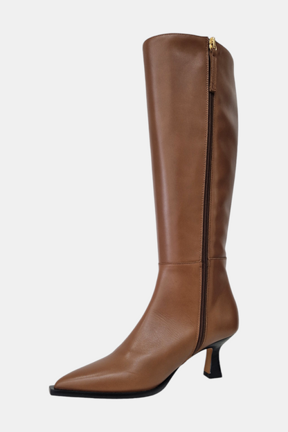 ANGEL ALARCON TAN LEATHER KNEE HIGH BOOTS