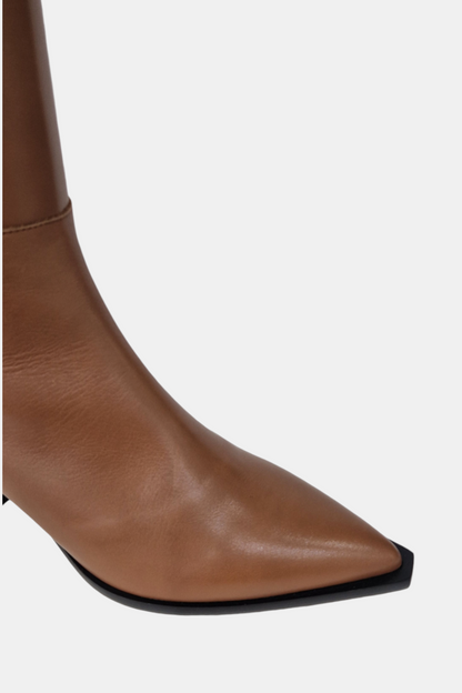 ANGEL ALARCON TAN LEATHER KNEE HIGH BOOTS