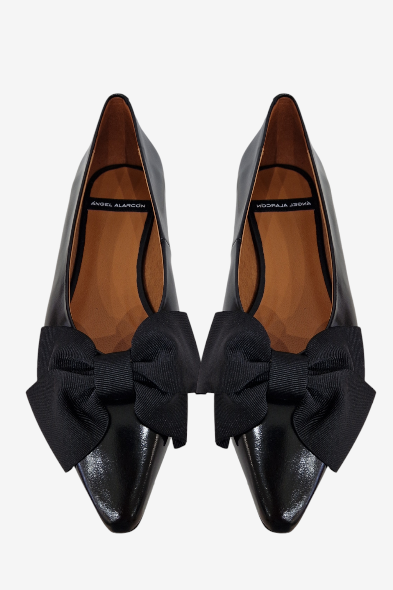 ANGEL ALARCON LAYLA BLACK LEATHER BOW SHOE