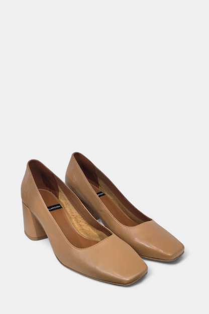 ANGEL ALARCON LUCIE CAMEL LEATHER HEEDED LOAFER