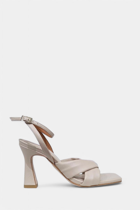 ANGEL ALARCON BEIGE LEATHER HEELED SANDAL