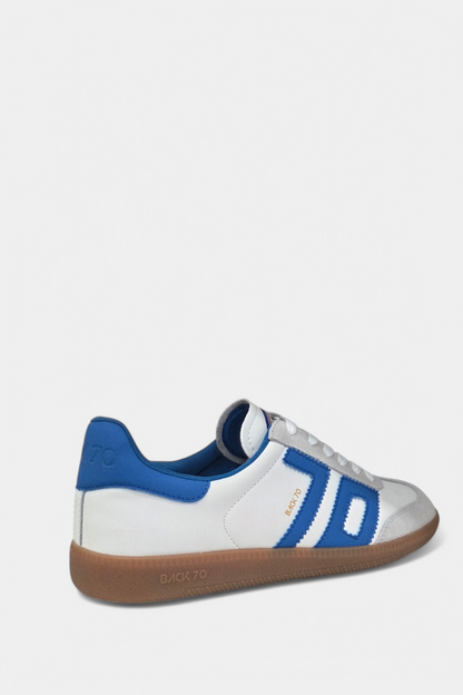 BACK 70 CLOUD WHITE/BLUE LEATHER TRAINERS