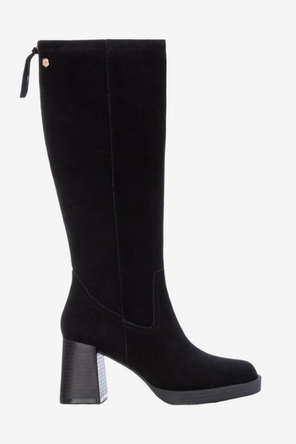 CARMELA 161712 BLACK SUEDE HEELED KNEE HIGH BOOT