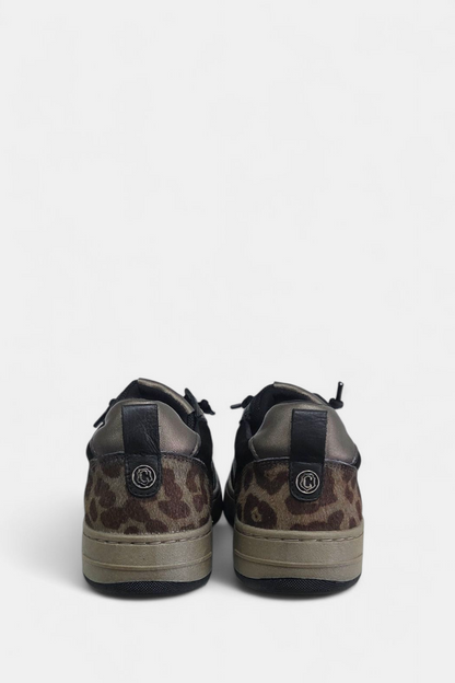 CARMELA 162504 TAN LEOPARD LEATHER TRAINER
