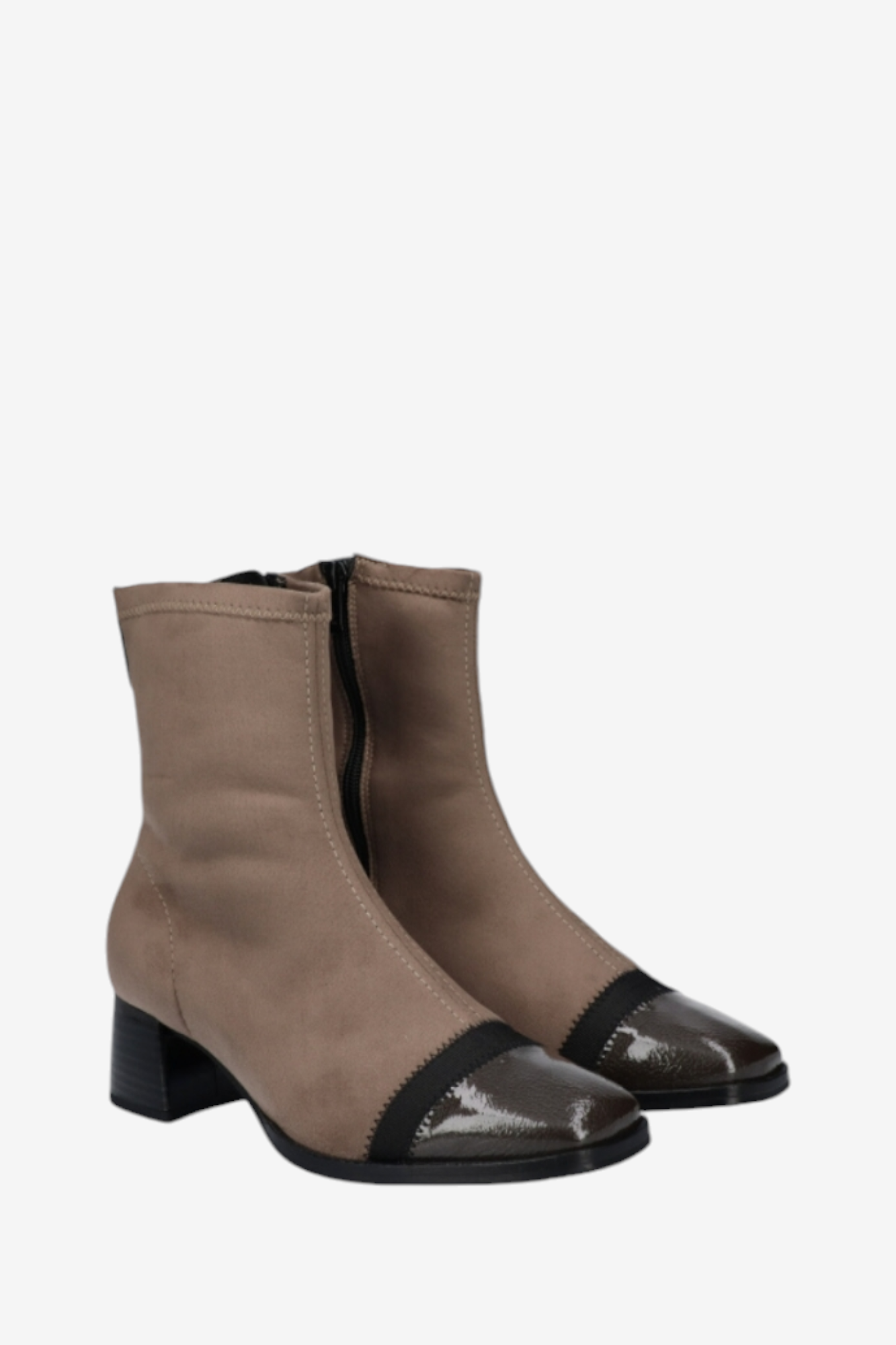 D'CHICAS 4730 TAUPE/BLACK SUEDE SOCK BOOT