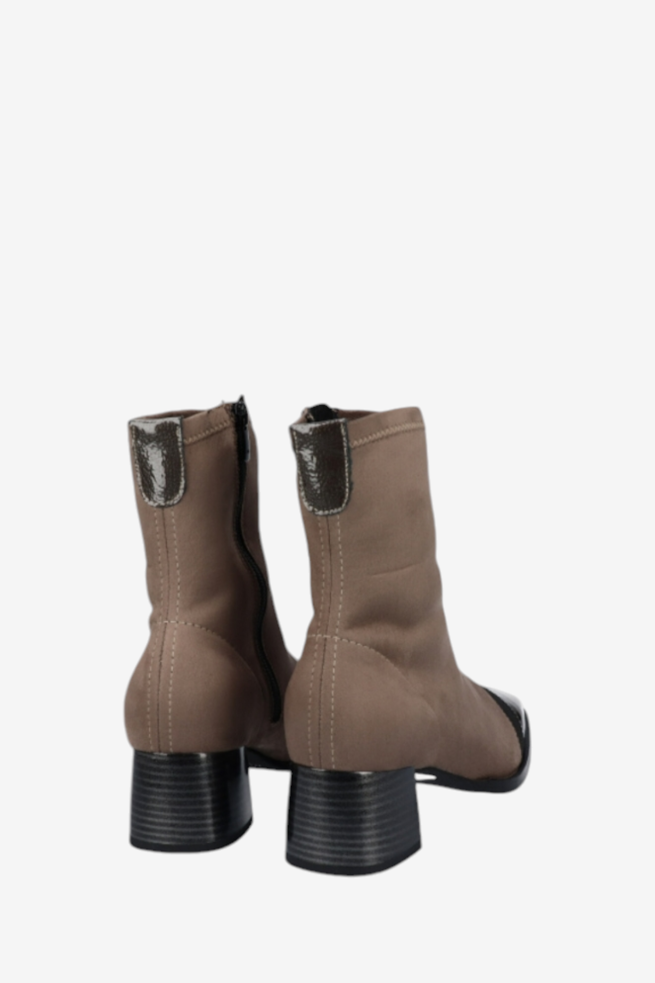 D'CHICAS 4730 TAUPE/BLACK SUEDE SOCK BOOT