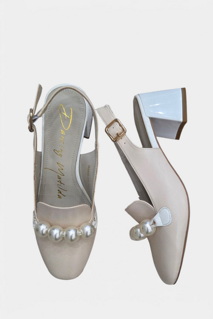 DANCING MATILDA BLOCK HEEL PEARL SLINGBACK HEEL