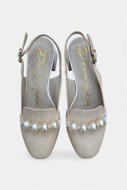 DANCING MATILDA BLOCK HEEL PEARL SLINGBACK HEEL